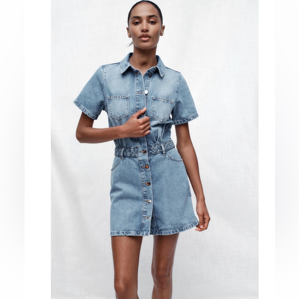 Zara denim mini shirt dress
